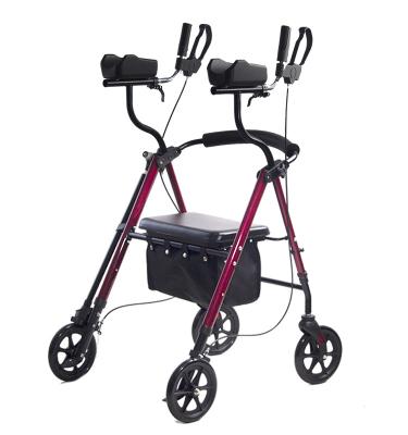 China 4 wheels aluminum upright walker rollator health care supplies for older walker with bag nylon elder rollator shopping walker for sale