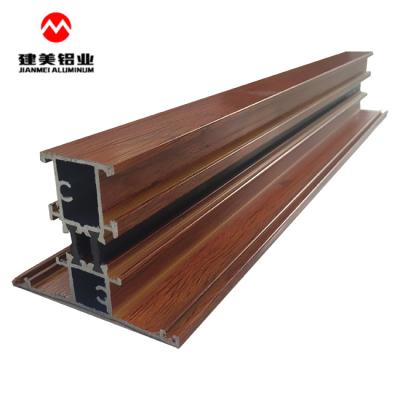 China Sound insulation aluminum profiles for wood grain finish door and window for sale