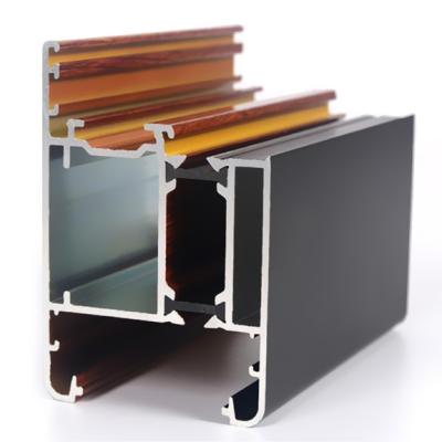 China 6063 Wood Thermal Window And Door Cut T5 Grain Aluminum Extrusion Profile For Windows for sale