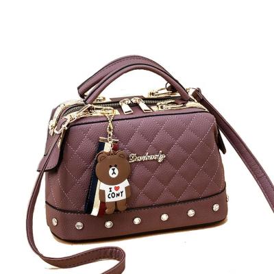 China Portable PU Leather Ladies Diamond Decoration Bags Women Handbags Fashion Handbags for sale