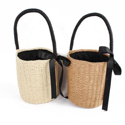 China Fashoion 2021 new Japanese Straw Beach Bag with ribbon for sale