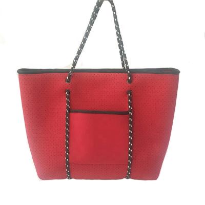 China Eco-friendly Handbags Hot Quality Neoprene Perforated Beach Handbags For Women for sale