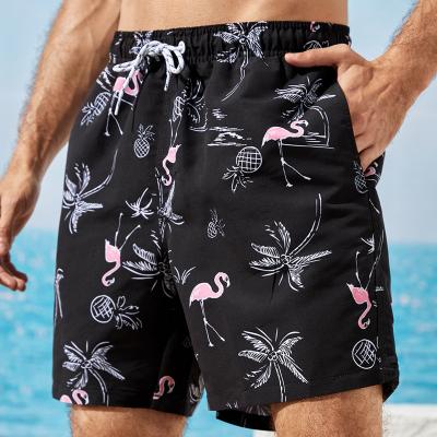 China Casual Style Breathable Digital Breathable Men's Flamingo Print Swim Shorts Quick Dry for sale