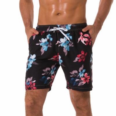 China 4 Colorway Floral Print Waistband Quick Dry Elastic Men's Beach Swim Breathable Shorts for sale