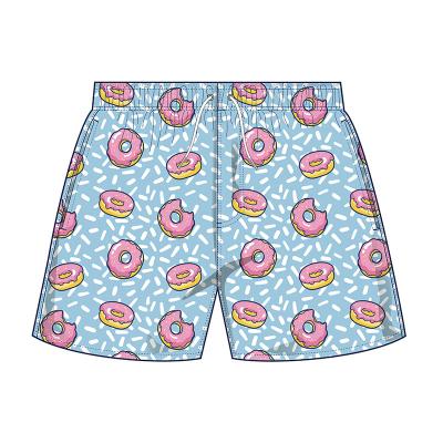 China Breathable Custom Printed Donut Swim Shorts Private Label Swimming Trunks Beach Men for sale