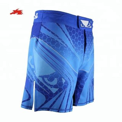 China Custom Bjj Jiu Jitsu Youth ufc Trunks High Split Slim Blue Line Muttahida Majlis-e-Amal BJJ Cross Training Workout Shorts for sale