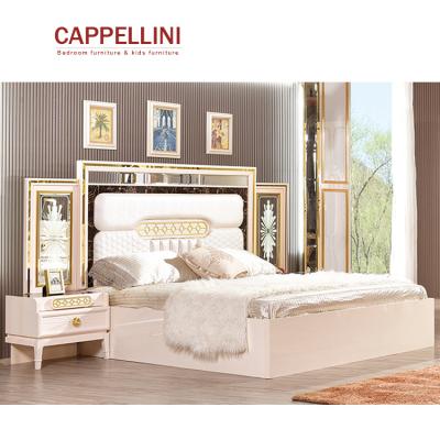 China Storage Wholesale Full Wood Storage Bed Set Furniture Headboard Complete Mirrored Wood Bedroom for sale