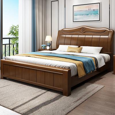 China Factory Wholesale Storage Bed Frame Modern Furniture Queen Size Wooden King Double Wood Beds for sale