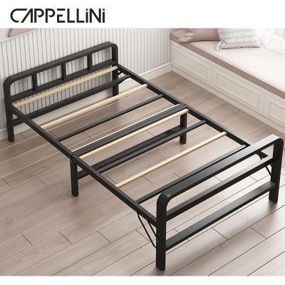 China Foldable Hot Selling Single Bed Stainless Steel Furniture Single Bed Military Metal Frame Bed With Solid Wood for sale