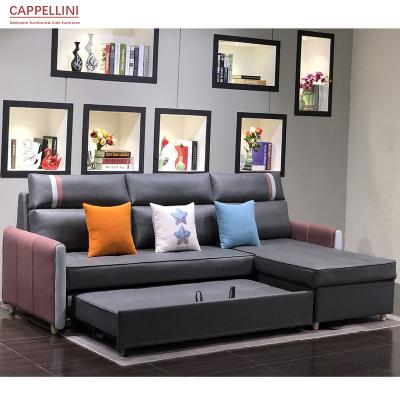 China Sofa Bed Custom Sleeper Folding L-Shaped Corner (Size) Adjustable Multifunctional Leather Sofa Living Room Sofa for sale