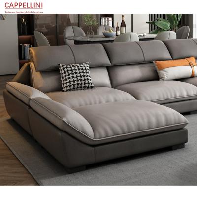 China (Size) Modern Design Living Room Villa Hotel Sofa Furniture Leather Sofa Set Adjustable Luxury Couch Sofa for sale