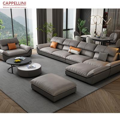 China Living Room Sofa Cum Bed Furniture Leather L-Shaped Couch Adjustable (Height) for sale