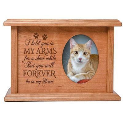 China Stored Wooden Pet Memorial Box With Pet Funeral Urn Casket Cat Dog Photo Frame Supplies Creative Wooden Box for sale