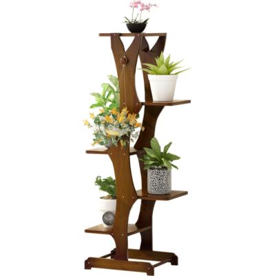 China Eco-Freindly Vintage Cart Flower Rack Plant Solid Wood Succulent Stand for sale