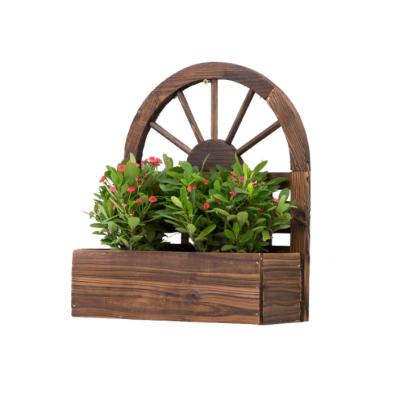 China Eco-Freindly Wall Hanging Flower Plant Pot Wooden Planter Rack Holder Stand Indoor Outdoor Home Balcony Decoration Display Stand for sale