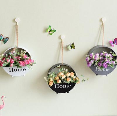 China Nordic Creative Wall Decoration Eco-Freindly Style Wall Hanging Flower Pot Wooden Hanging Basket for sale