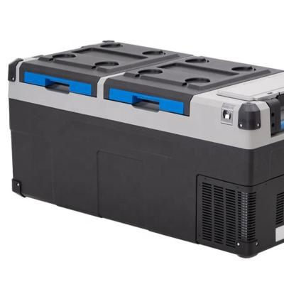 China Alpicool E75 Small Double Zone Car Battery Backup Car DC Compressor Cooler Camping Solar Fridge Freezer for sale