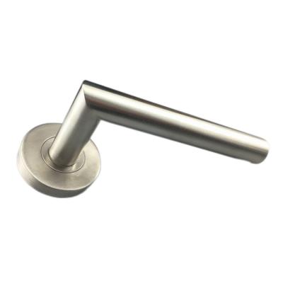 China Modern Interior Stainless Steel Door Handle with Cylinder Escutcheons Metal Stainless Steel Lever Interior Door Handle for sale