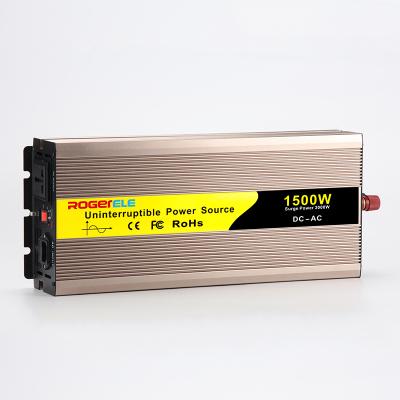 China 1500W 12v 24v dc to ac 110v 230v pure sine wave inverter with charger rep 445*180*80 for sale