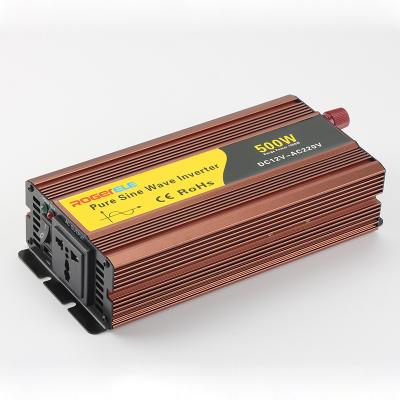 China Custom Aluminum Alloy DC 12v 24v 48v AC 110v 220v Pure Sine Wave 500 Watt Solar Power Inverter for sale