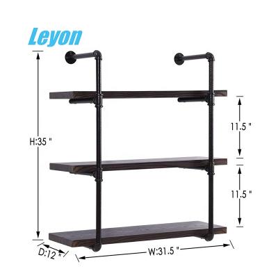 China Home Decoration Pipe And Wood Shelves Home Decoration Galvanized Industrial Industrial Pipe Pipe Shelving for sale