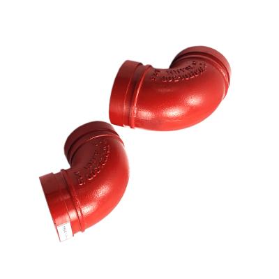 China Malleable Steam Iron Grooved Fire Fighting 90 Elbow Pipe Connector Short Radius 90 Degree ID Grooved Elbow Fittings for sale