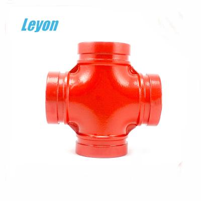 China Plumbing Grooved Cross Grooved Fittings Malleable Porcelain Iron Pipe Fittings for sale