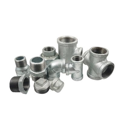 China Water Galvanized Black Malleable Iron Pipe Fittings 90 Degree Elbow Reducing Malleable Cross for sale