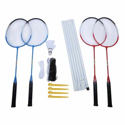 China Eastic & Wholesale Durable Professional Badminton Ball Racket Set Shuttlecock Racket Pole 4 Player Net Bag for sale