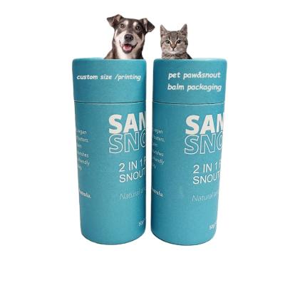 China Biodegradable muzzle balm logo printed lip balm paper tube packaging box lift biodegradable kraft paper tube for pet paw paper container for sale