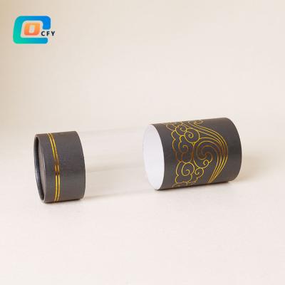 China Manufacturer Custom Visible Airtight Biodegradable Cylinder Paper Packaging Tube With Clear Seal Package Box for sale