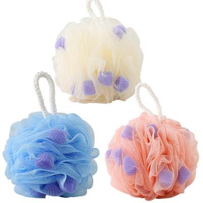 China EXFOLIATE Hot Sale Heart Shape Bath Loofah Sponge Exfoliating Bath Ball Sponge Scrubber Nylon Bath Loofah for sale