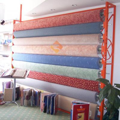 China Metal Wall Carpet Cover Warehouse Showroom Storage System Display Rack Rolling Racks For Sale XD062 for sale