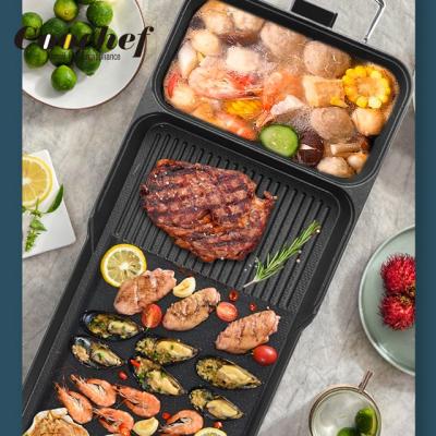 China Hot Sale Teppanki Camping Family BBQ Grill Korean Electric BBQ Electric Grilldle with Hot Pot for sale