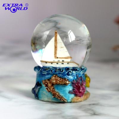 China Coratia 3D Cheap Custom Resin Painted Fish Souvenir Ship Water Globe From Europe Factory for sale