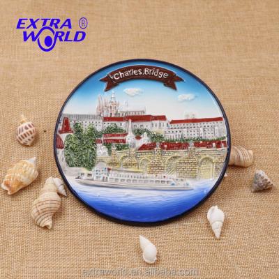 China Europe 17EW00039 Eco-friendly Prague Souvennir Charles Bridge Ceramic Plate China for sale