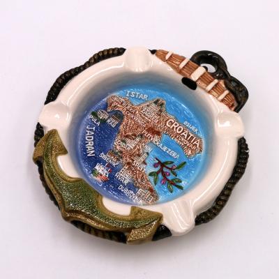 China Sightseeing Gift Coratia Souvenir Tourism Products Best Ceramic Customize Ashtray With Custom Logo for sale