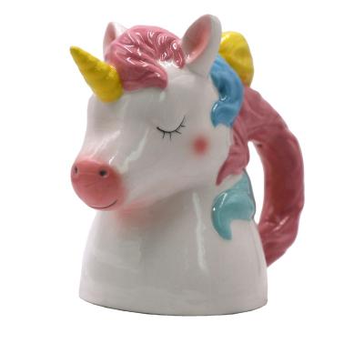 China Viable Unicorn Handmade Ceramic Coffee Mug Pottery Custom 3d Cartoon Mug for sale