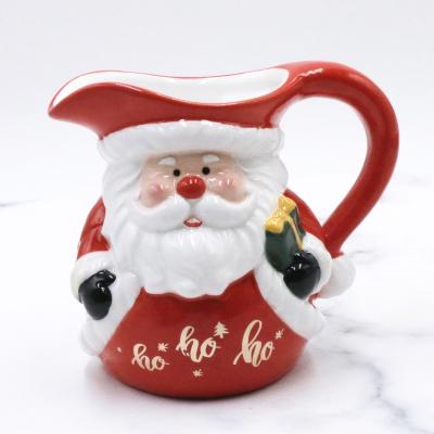 China Hand Paint and Ceramic Christmas CREATIVE Santa Claus Milk Pot Creamer Decal for sale