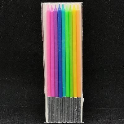 China No Drip Hot Selling Rainbow Color Pillar Form Soft Wrapped Birthday Cake Topper Decoration Candle For Parties for sale