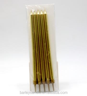 China Wholesale Metallic Non Smoking And No Drip Diameter 5.7mm Gold Color Birthday Cake Candles for sale