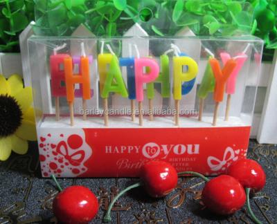 China China factory wholesale no smoking and no dripping letter shaped classic happy birthday cake candles for sale