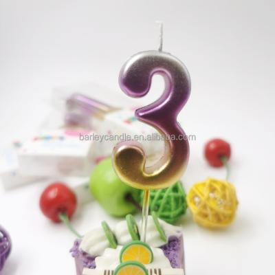 China Hot Sale Metallic Colored Number China Factory Classic Candle Topper Decoration Candle Birthday Cake For Parties for sale