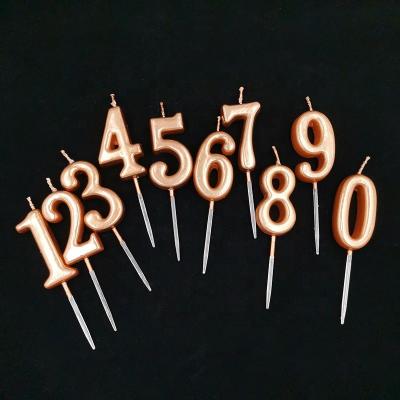 China Hotel Rose Golden Number Birthday Cake Topper Decoration Candle for Parties for sale