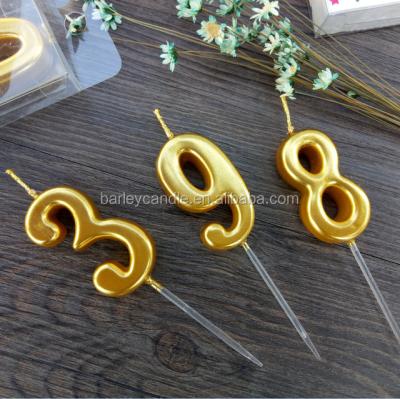 China Hot Selling Classic China Factory Gold Number Birthday Cake Topper Decoration Candle for Parties for sale