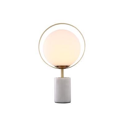 China White Glass Metal Bronze Base Glass Bronze Base Round Bedroom Bedside Table Lamp Bedside Table Lamp Switch Stable Lamps White for sale