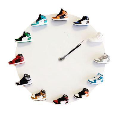 China Wholesale dropshipping CREATIVE 3d shoes sneaker mini clock and watch with shoes sneaker aj wall clock for sale