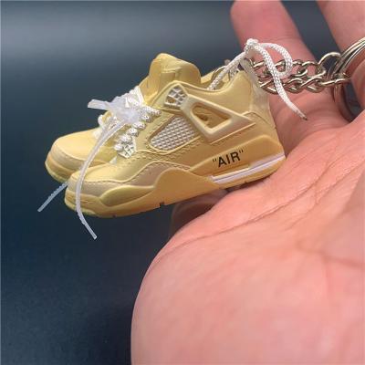 China PVC plastic mini 3d aj4 ouch Yeezy shoes basketball sneaker key chain with box for sale