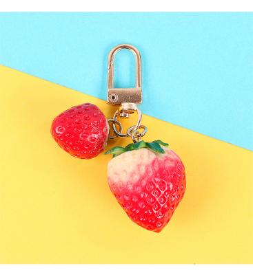 China free shipping custom design 3d strawberry girl pink fruit 3d promotional key chain for sale