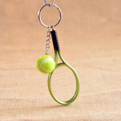 China Leather tennis ball key chain, tennis racket and ball key chain, tennis racket key chain for sale